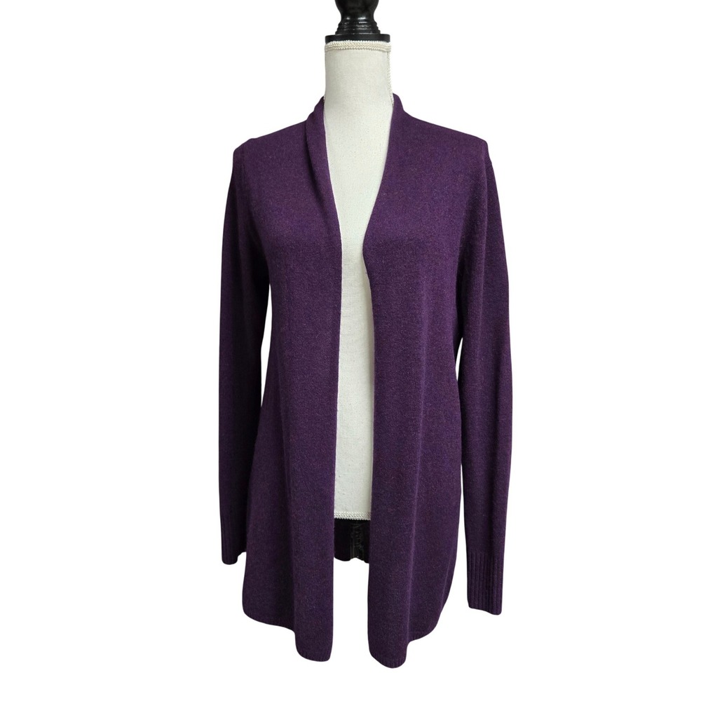 14th & Union 100% Cashmere Open Front Cardigan Sweater Purple Women's Size L